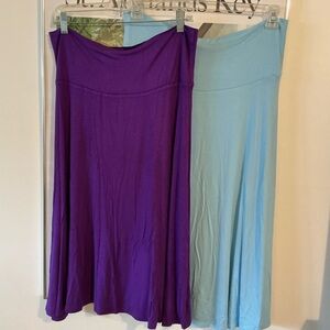 2 SKIRTS Lock & Love XL 39” long. Wide yoga, comfort waistband 1 purple 1 blue